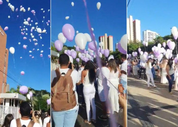 Kiki Freitas e o filho são homenageados com balões brancos e orações